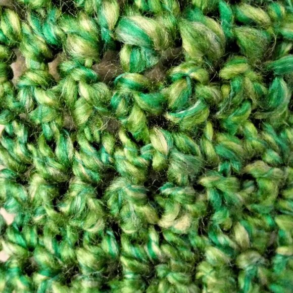 Green Scarf 87x5 Retro Chunky Handmade Crochet Hand Knit Gift Men Women NWT - Picture 5 of 6